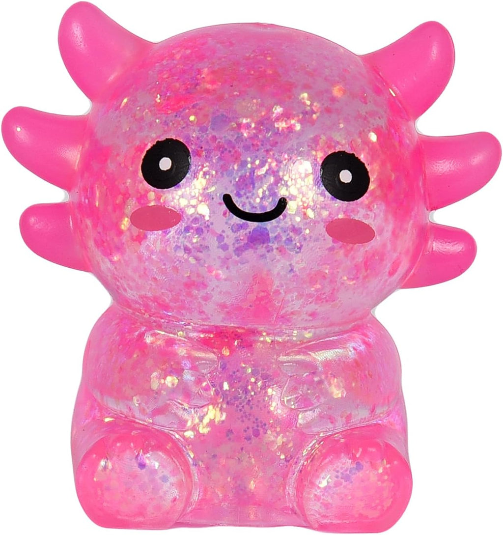 Axolotl Squishy Stress Ball, Soft TPR Slow Rising Squeeze Toy, Cute Axolotl Fidget Toy for Stress Relief, Anxiety Calming Sensory Toy for Kids Adults(Pink Seated Axolotl)