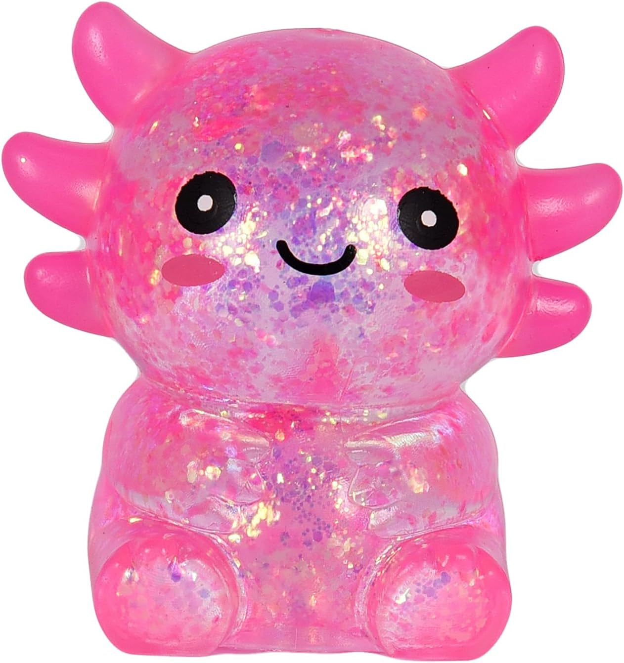 Axolotl Squishy Stress Ball, Soft TPR Slow Rising Squeeze Toy, Cute Axolotl Fidget Toy for Stress Relief, Anxiety Calming Sensory Toy for Kids Adults(Pink Seated Axolotl)