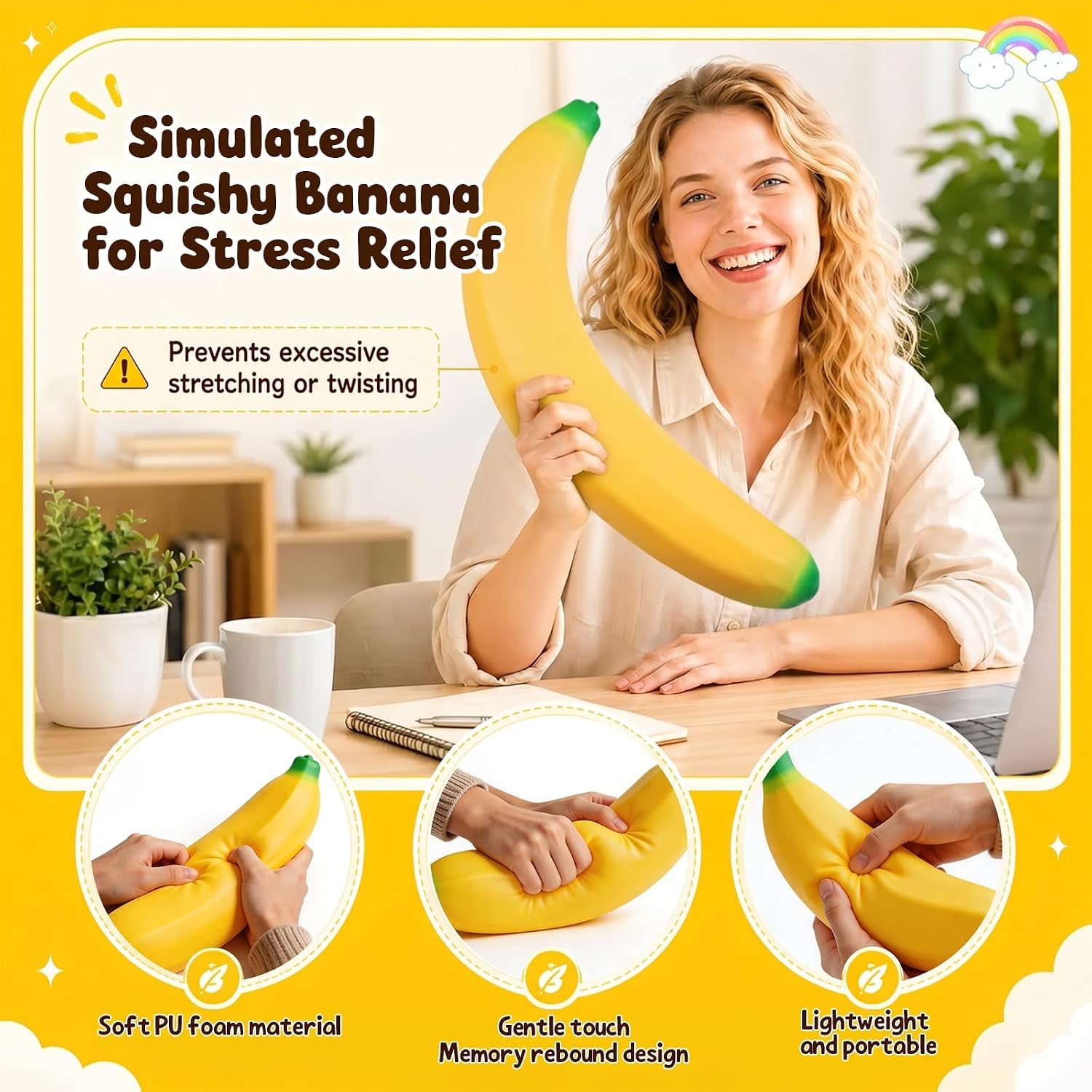 18In Giant Banana Squishy, 2026 New Jumbo Bannana Squishy Squeeze Toy, Slow Rising Soft Squishys Bananas Toys for Stress Relief