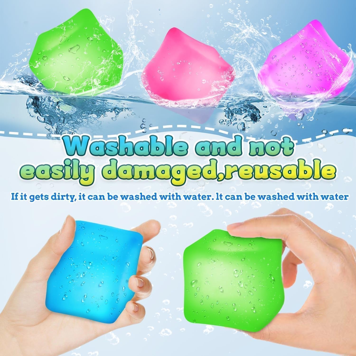Premium Big Block Cube ,Ice Cube Squishies Toys,Durable, Slow-Rebound Fingertip Exquisite Spherical Ice Cube with Boxgift-Ready (Blue)