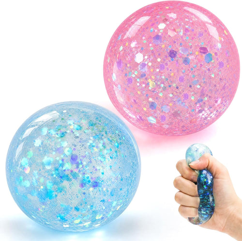 2 PCS Coconut Oil Squishy, Shapeable No Rebound Stress Relief Ball, Fun Sensory Fidget Toy, Study Work Relaxation Desk Decor, Fun Anxiety Gift for Adults & Kids(Blue+Pink)