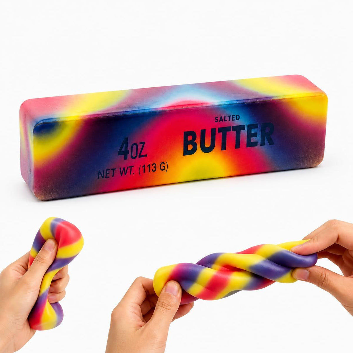 Rainbow Butter Squishy Toys Set of 2, Cute Butter Squishy Toy, Soft Slow Rising Squeeze Toys for Stress Relief, Sensory Fidget Toys for Desk, Office, Party Favors, Gift Basket Stuffers