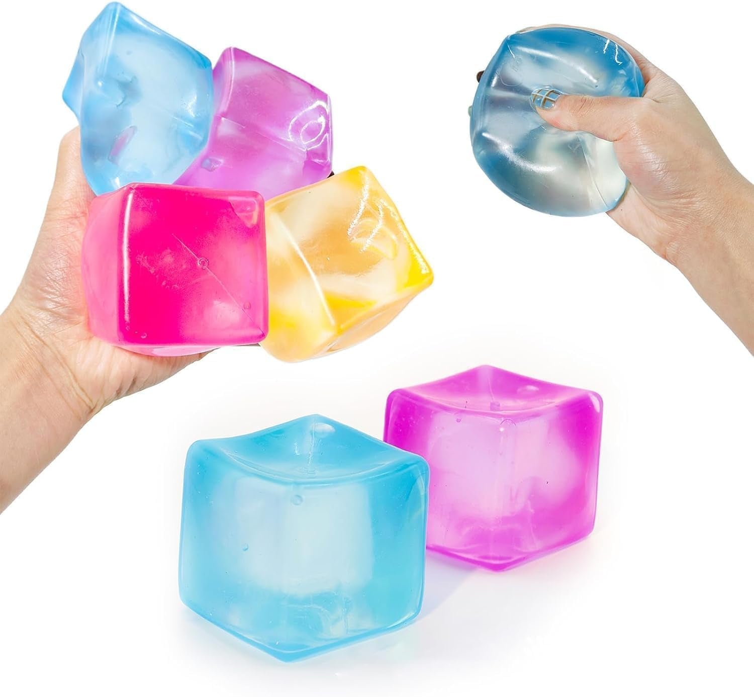 Premium Big Block Cube ,Ice Cube Squishies Toys,Durable, Slow-Rebound Fingertip Exquisite Spherical Ice Cube with Boxgift-Ready (Blue)
