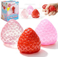 3Pcs Big Taba Squishies Strawberry, Cute Strawberry Squeeze Toys | Upgrade Fruit Squishies, Kawaii Sticky Stress Toy, Clear Fidget Toys, Valentines Gift for Kids, Girls Birthday Gift Ideas