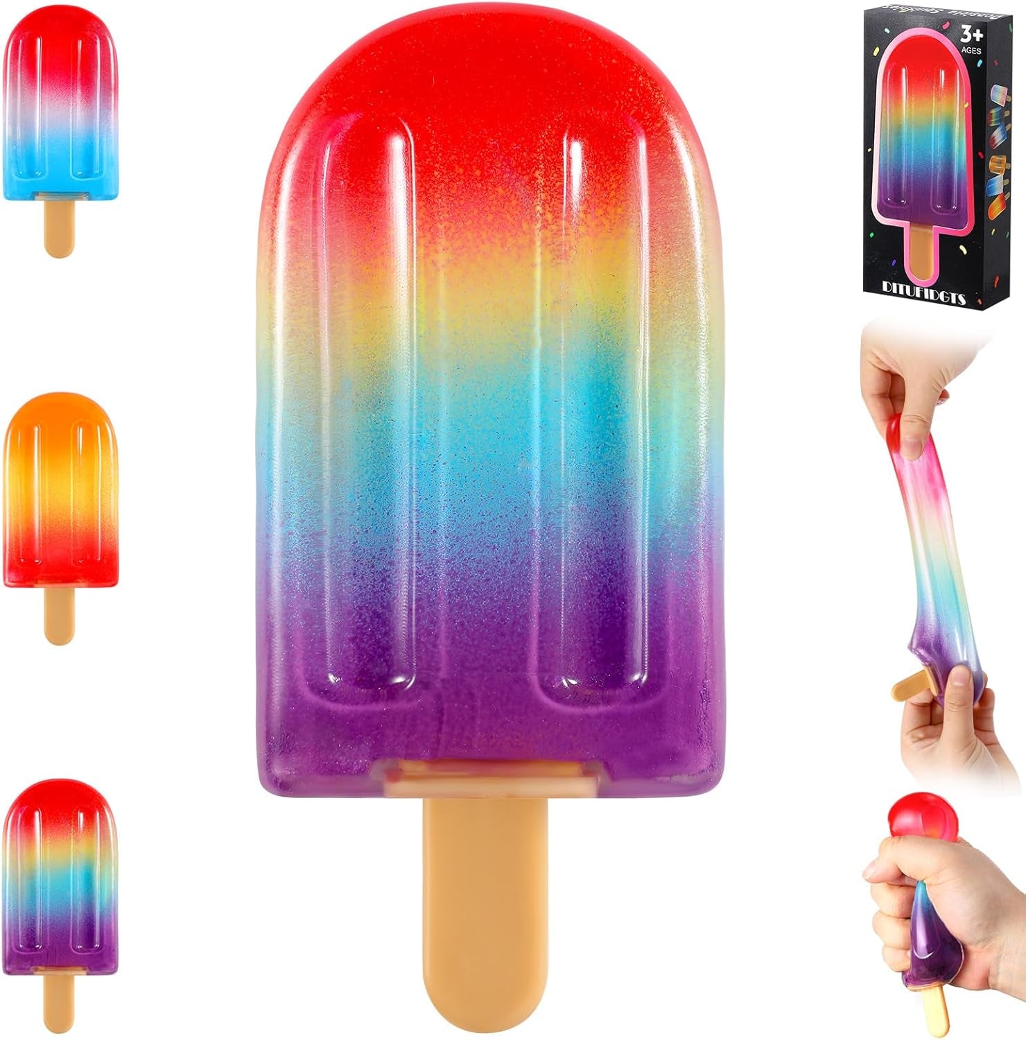 Popsicle Squishy Sugar Ice Cream Squishies Squeeze Toys | Slow Rising Texture,Leakproof Structure, Soft Tactile Feel for Kids Teens Adults Travel,Office Study & Summer Classroom Prize