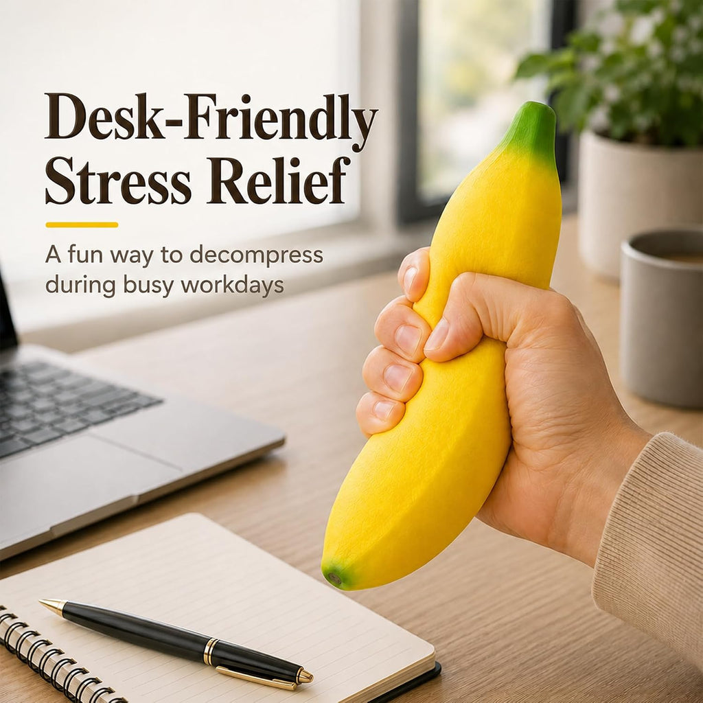 Banana Squishy Toy 2026 New Giant 7 Inch Jumbo PU Foam Stress Relief Toy | Soft Banana Squishy Jumbo Toy. Durable PU Foam Giant Stress Relief Toy for Work, Daily Relaxation & Anxiety.