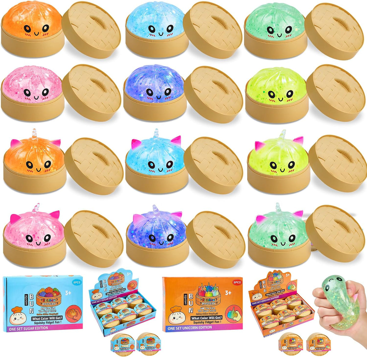 Squishy Toy Mystery Box with 6 Random Colors, Slow Rising Squeeze Toy,Cute Food Shaped Sensory Fidget Toy for Adult Anxiety Relief,Party Favors & Birthday Present (Colorful 6-D)