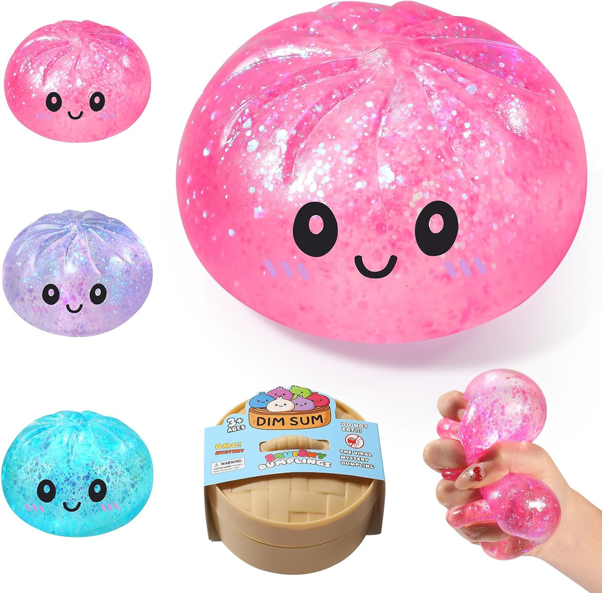 Glitter Squishy Fidget Toys,Viral Squeeze Toys for Teens Adults | Stress Ball Squishies for Halloween,Travel Toy,Christmas Stocking Stuffer