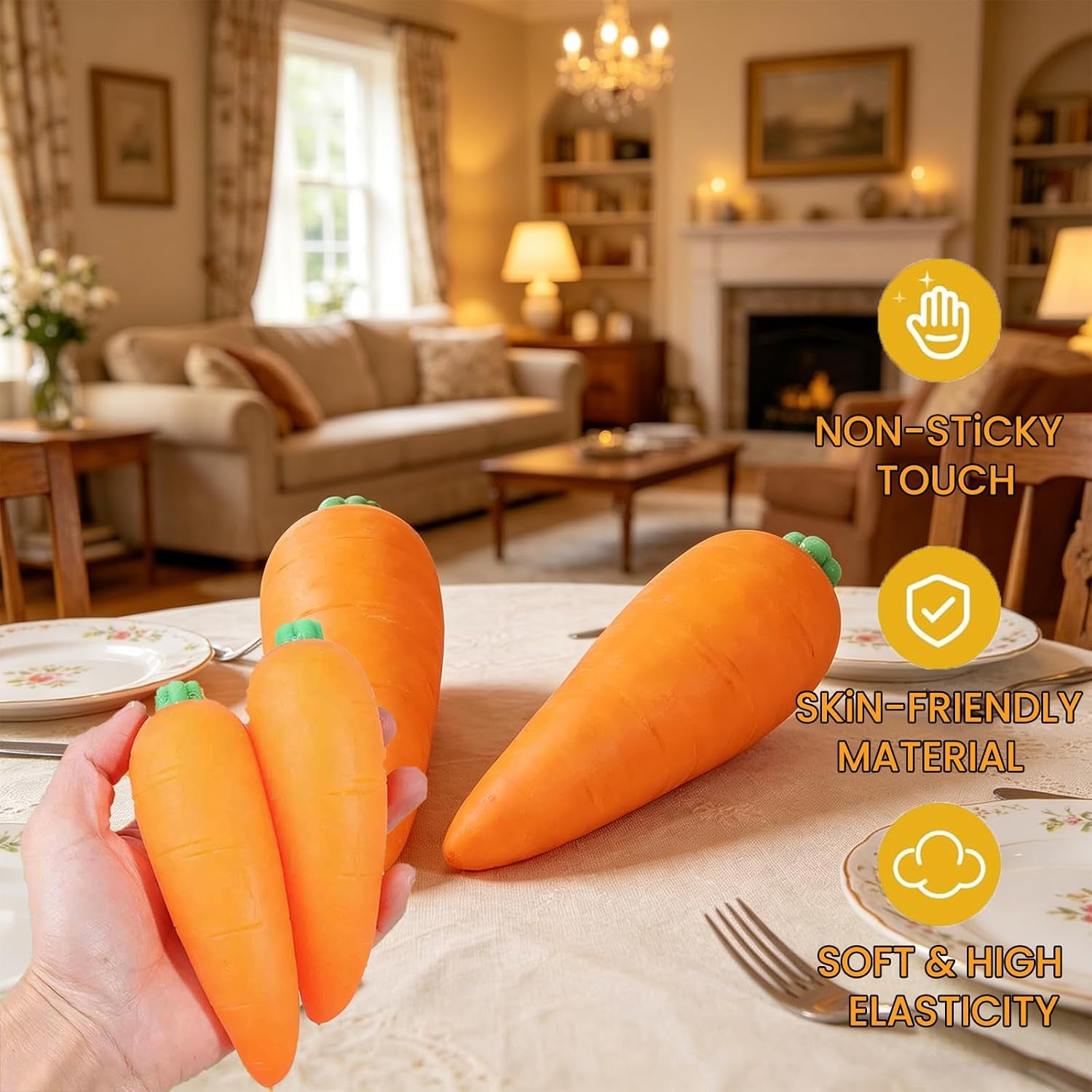 Carrot Squishy Stress Ball,5.5Inch(1Pcs) | Squi Shy Vegetable Ultra Squishy and Moldable Slow Rise Relaxing Sensory Fidget Stress for Anxiety Relief Orange(1Pcs)