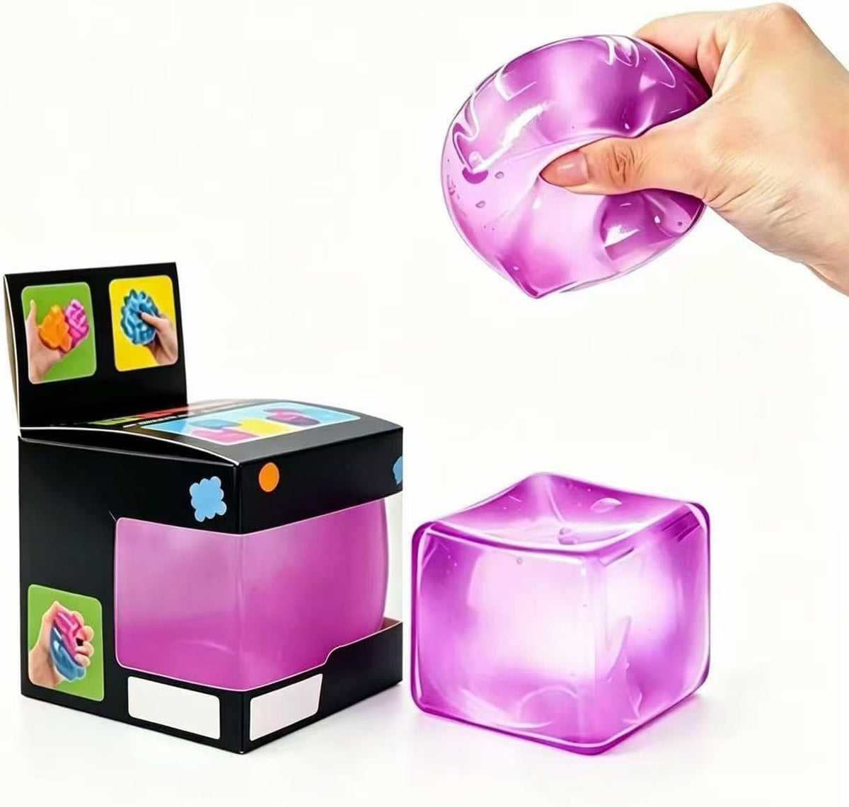 Premium Big Block Cube ,Ice Cube Squishies Toys,Durable, Slow-Rebound Fingertip Exquisite Spherical Ice Cube with Boxgift-Ready (Blue)