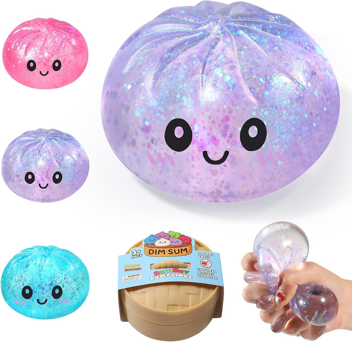 Glitter Squishy Fidget Toys,Viral Squeeze Toys for Teens Adults | Stress Ball Squishies for Halloween,Travel Toy,Christmas Stocking Stuffer