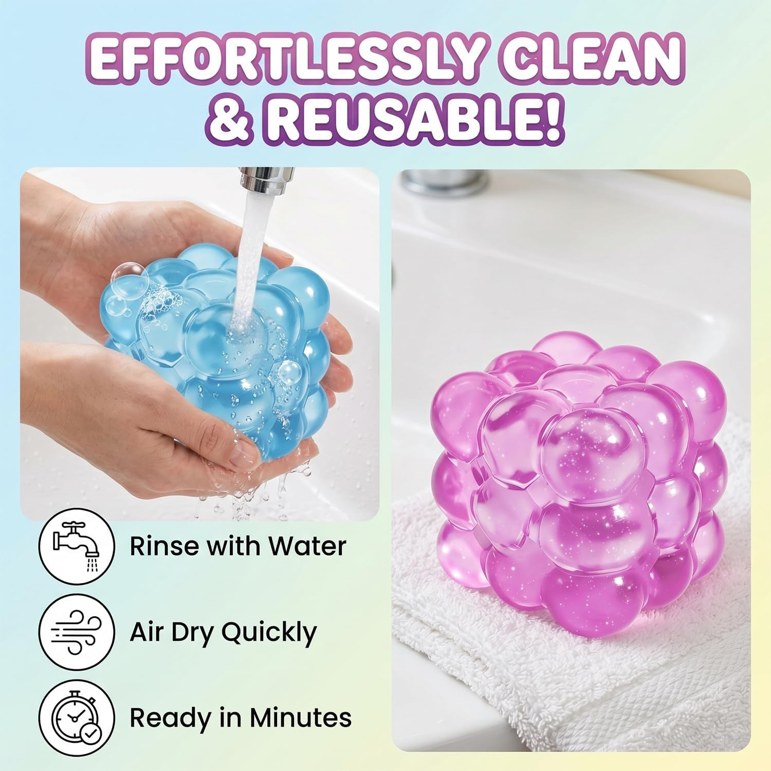 4Pcs Ice Cube Squishy Fidget Toy, Puffwize Soft Textured Sensory Toy with Irregular Shape for Anxiety Relief and Improving Focus,Party Favors Gift for Kid&Adults