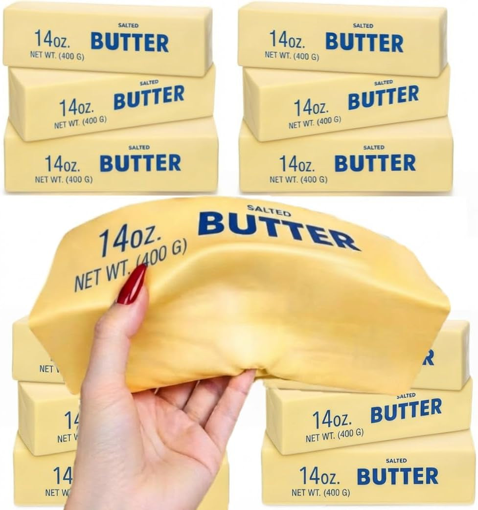 10In Giant Butter Squishy,Large Slow Rising Squishys,Big Squishy Butter Stress Relief Squeeze Toy, Large Butter Stick Stress Relief Slow Rising Fun for Anxiety Relief Party Favors(Larges)
