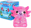 Axolotl Squishy Stress Ball, Soft TPR Slow Rising Squeeze Toy, Cute Axolotl Fidget Toy for Stress Relief, Anxiety Calming Sensory Toy for Kids Adults(Pink Seated Axolotl)