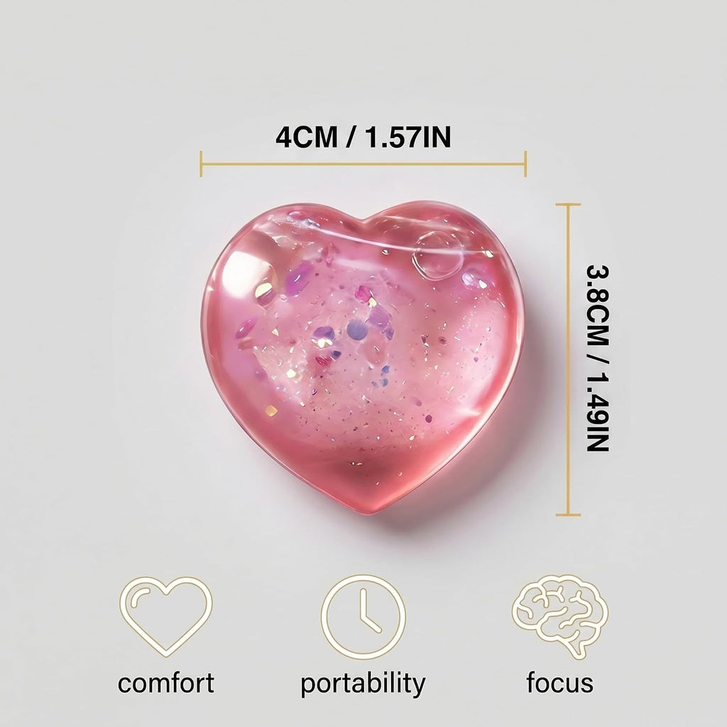 Glitter Squishies,Heart Stress Balls for Adults & Teens Soft Squishy Sensory Fidget Toys Great Stress Relief Gift & Stocking Filler (Pink)