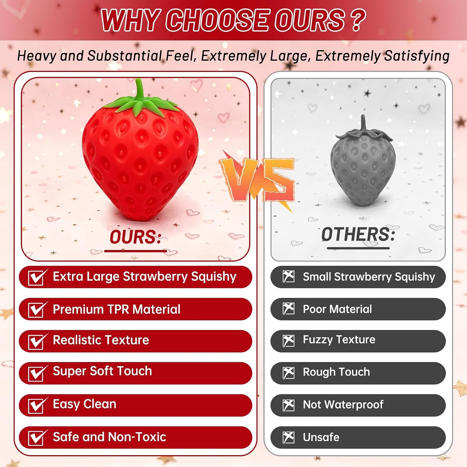 1Pcs 5.11 Inches Giant Strawberry Squishy,Strawberry Stress Ball(Red | Sensory Fidget Giant,Fruit Realistic Slow Rise Pressure Relief Toy,Adults Kids Gifts Party Favor