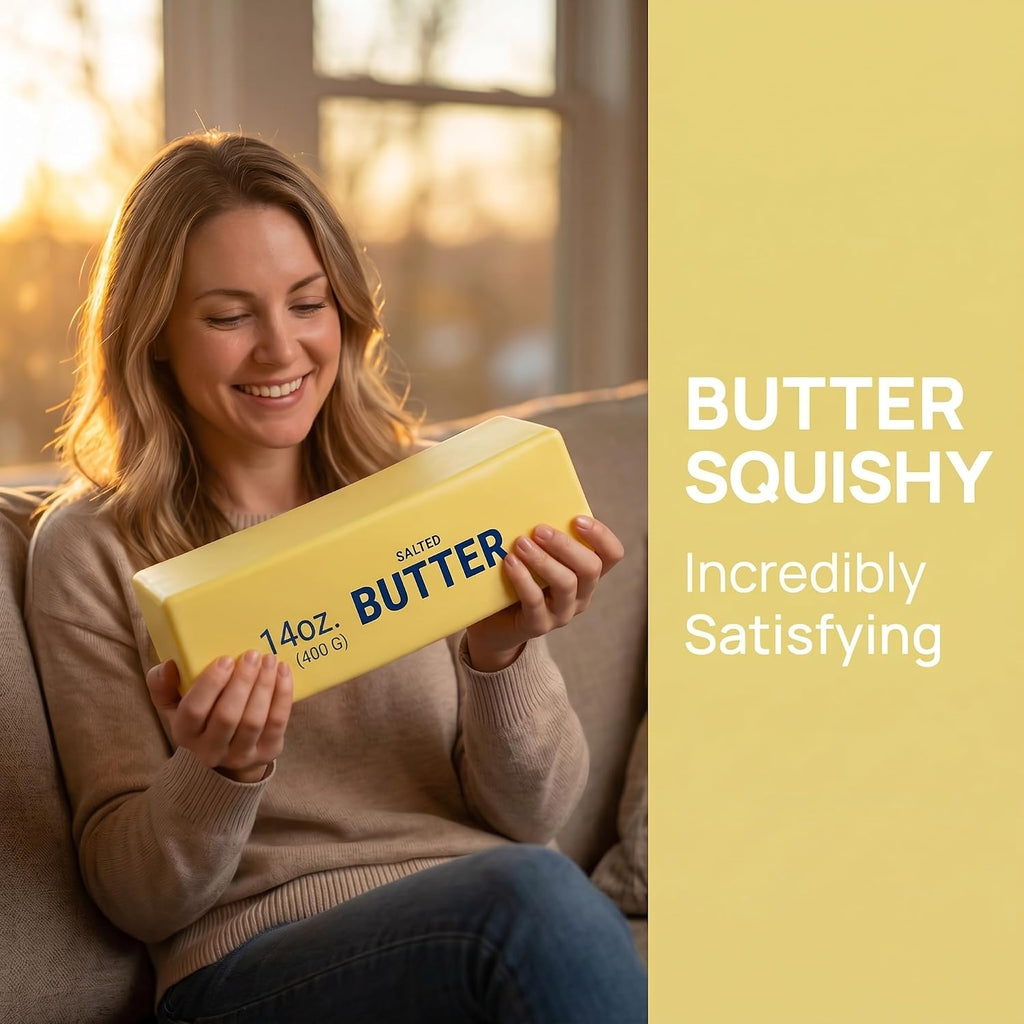 10In Giant Butter Squishy,Large Slow Rising Squishys,Big Squishy Butter Stress Relief Squeeze Toy, Large Butter Stick Stress Relief Slow Rising Fun for Anxiety Relief Party Favors(Larges)