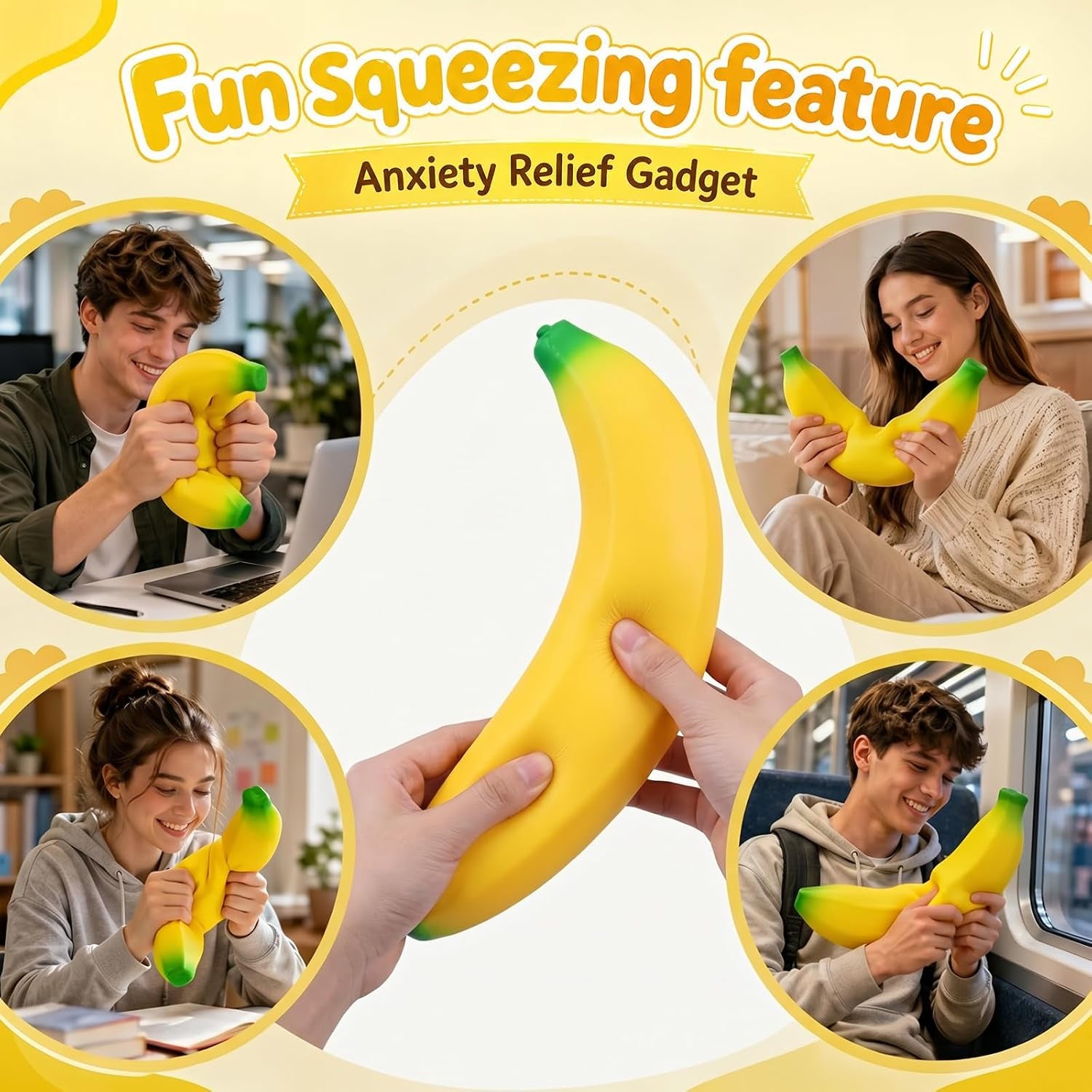 18In Giant Banana Squishy, 2026 New Jumbo Bannana Squishy Squeeze Toy, Slow Rising Soft Squishys Bananas Toys for Stress Relief