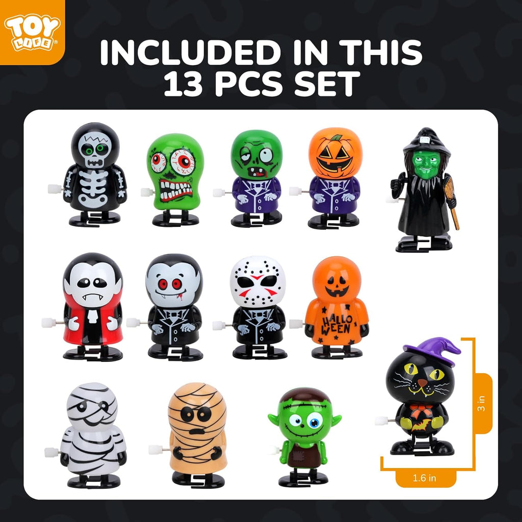 13 Pcs Halloween Wind up Toys Halloween Party Favors for Kids Toddler Halloween Bulk Toys for Treat Bags Halloween Goodies Bag Stuffers Fillers Halloween Treats Toys for Kids Boys Girls