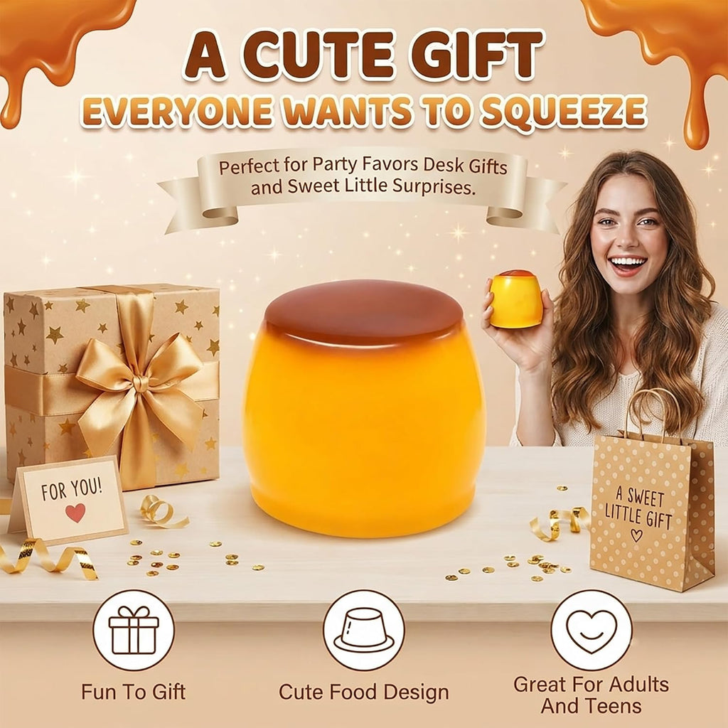 2PCS Crunchy Pudding Squishy, ASMR Sensory Fidget Toys for Adults | Satisfying Crunchy ASMR Texture, Durable Soft TPR Slow Rising Squeeze Toy for Office,Travel, Stress Relief, and Gift Ideas
