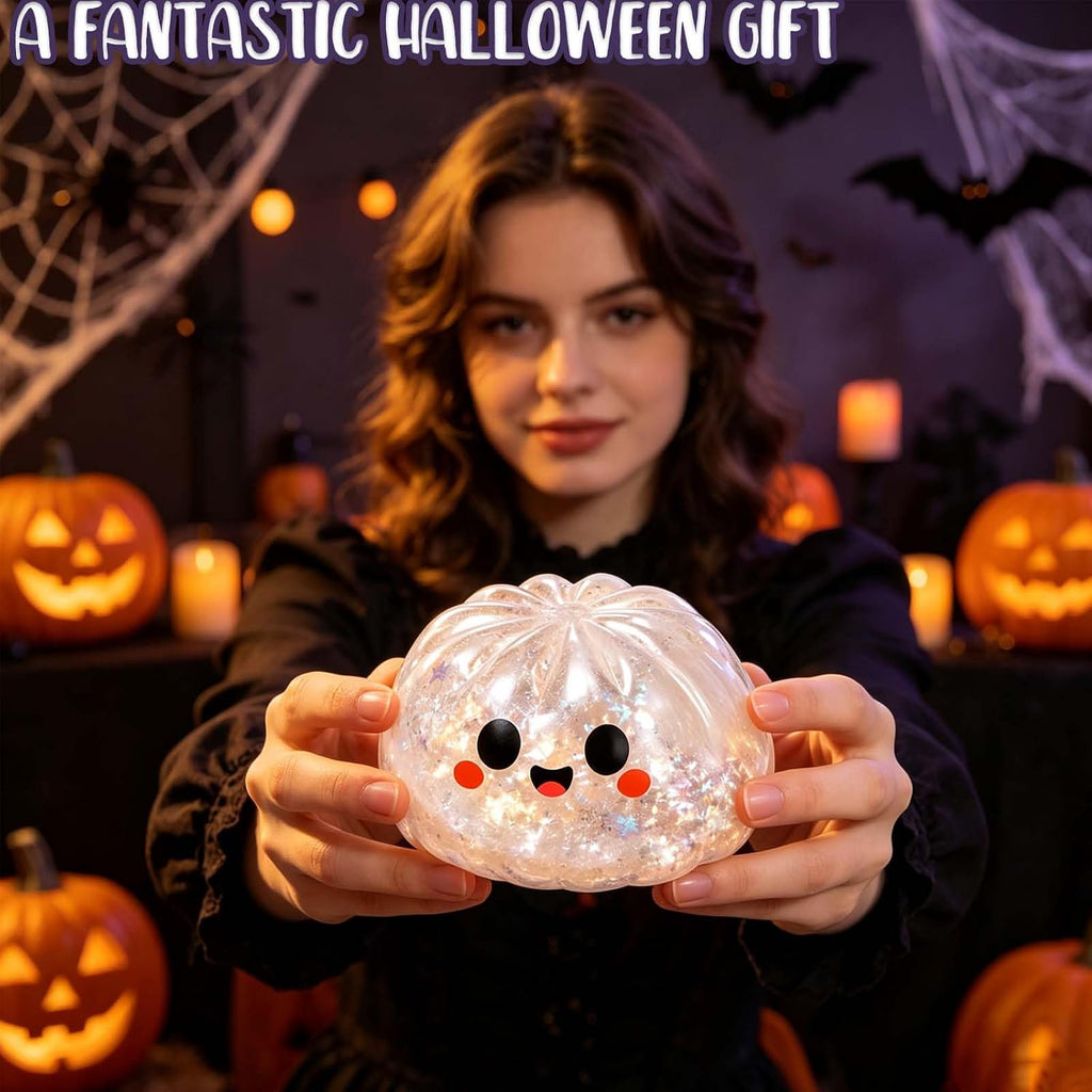 Halloween Spooky Ghost Dumpling,Colorful Dumplings Stress Balls with Food Steamer (Orange)