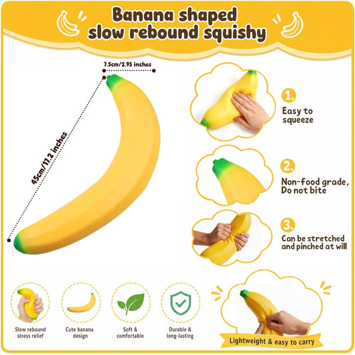 18In Giant Banana Squishy, 2026 New Jumbo Bannana Squishy Squeeze Toy, Slow Rising Soft Squishys Bananas Toys for Stress Relief
