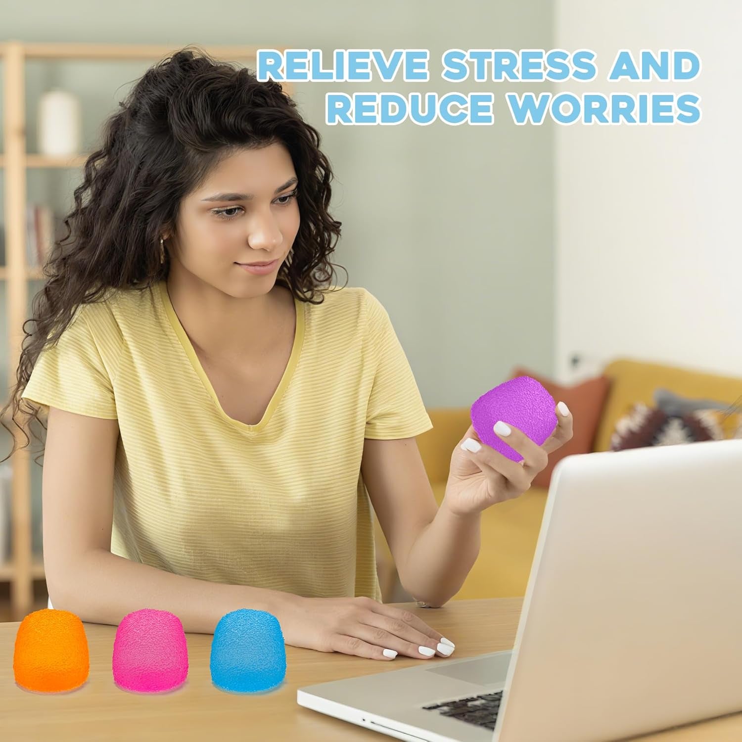 Stress Balls-Gumdrop Squishy Stress for Kids and Adults, Super Solid Squeeze Ball, Sensory for Stress Relief, Birthday, Easter Basket Stuffers and Party Favors(Pink)