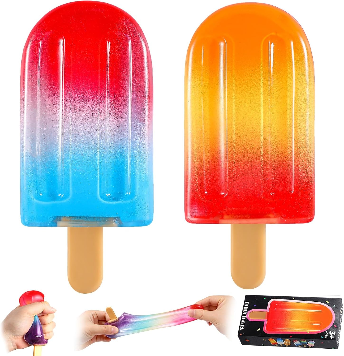 Popsicle Squishy Sugar Ice Cream Squishies Squeeze Toys | Slow Rising Texture,Leakproof Structure, Soft Tactile Feel for Kids Teens Adults Travel,Office Study & Summer Classroom Prize