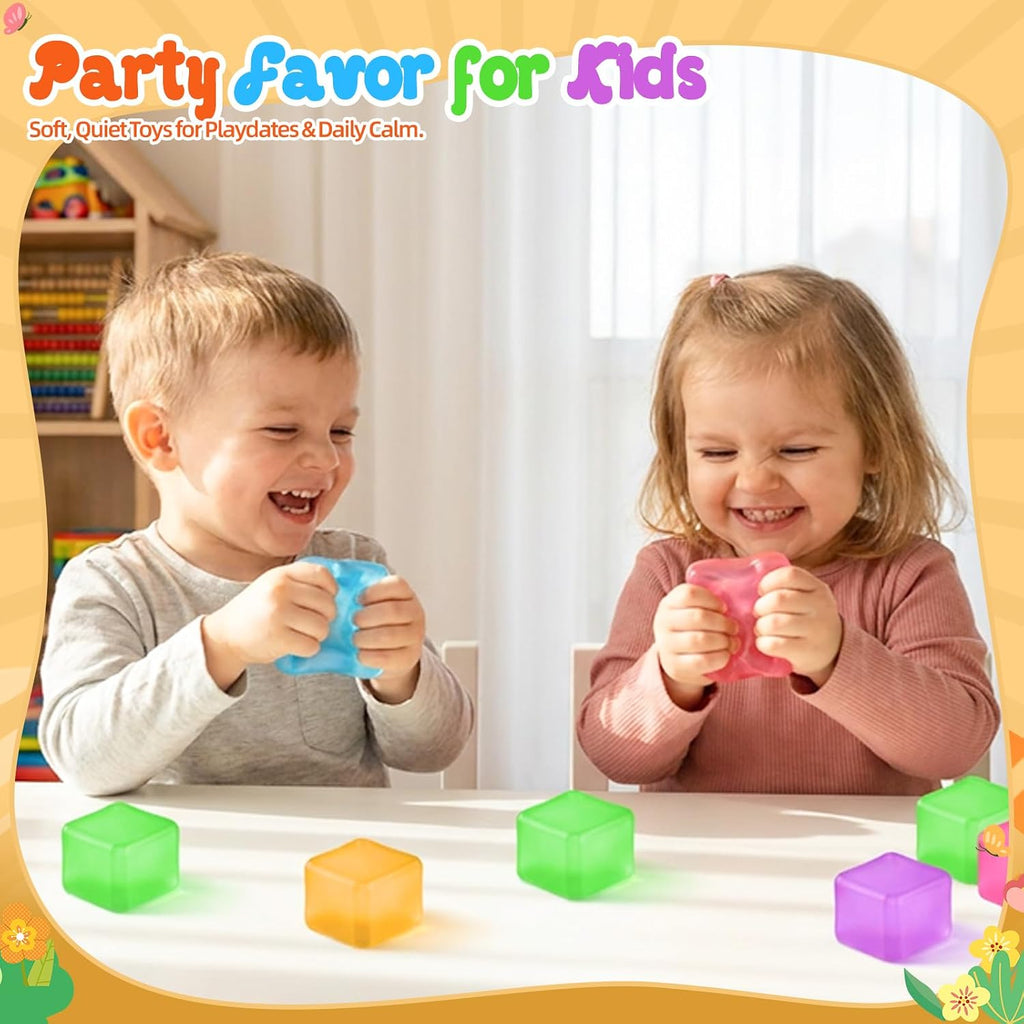 Squishy Cube for Kids & Adults, Ice Cube Squishy Slow Rising Squishy Fidget Toys, Squeeze Toys for Stress Relief, Classroom Prizes Party Favors Birthday Gifts(Blue)