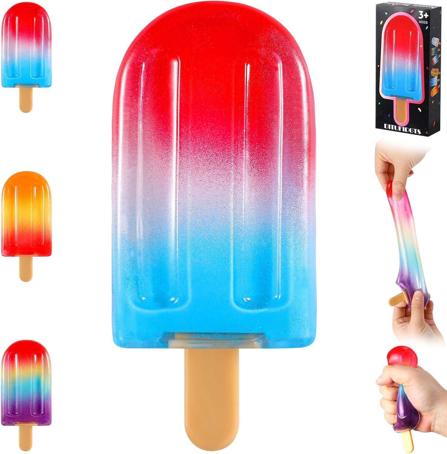 Popsicle Squishy Sugar Ice Cream Squishies Squeeze Toys | Slow Rising Texture,Leakproof Structure, Soft Tactile Feel for Kids Teens Adults Travel,Office Study & Summer Classroom Prize