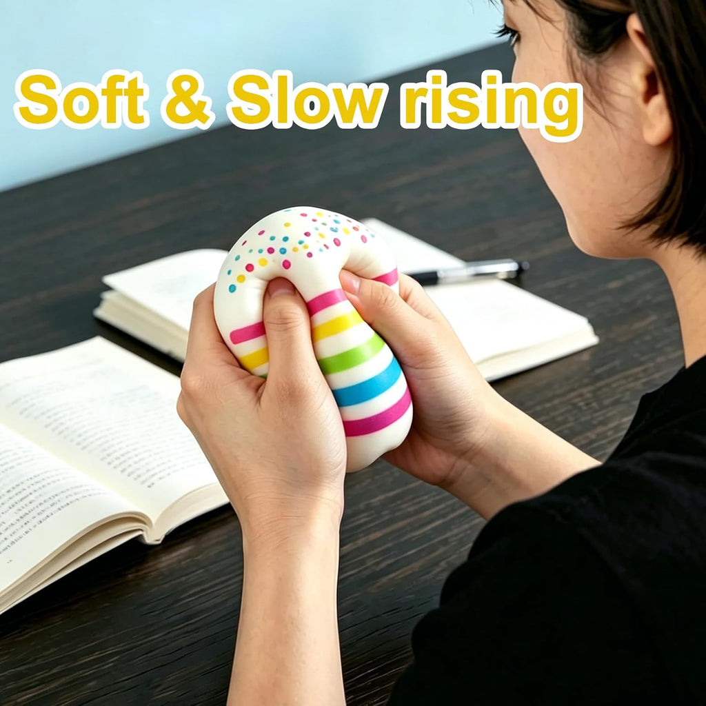 1PCS Rainbow Cake Squishy Ball,Jumbo Slow Rising Fidget Squeeze,Relief Squishies Stress,Squeeze Ball Sensory for Anxiety Stress