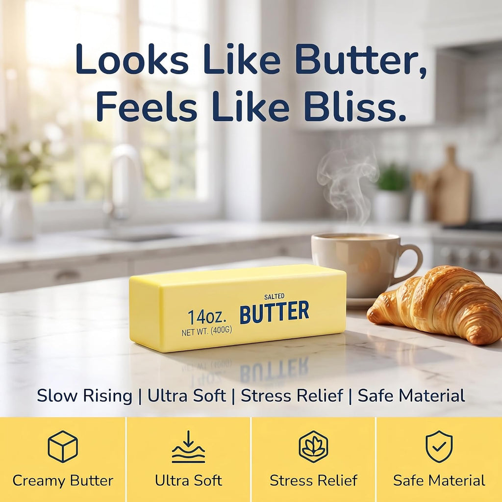 10In Giant Butter Squishy,Large Slow Rising Squishys,Big Squishy Butter Stress Relief Squeeze Toy, Large Butter Stick Stress Relief Slow Rising Fun for Anxiety Relief Party Favors(Larges)