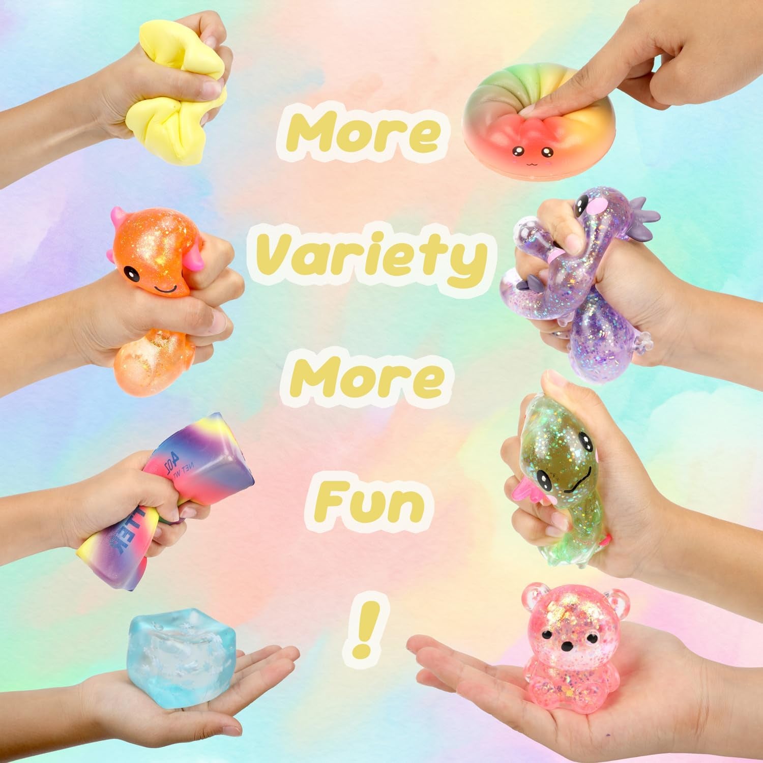 8Pack Squishy Fidget Toys for Kids Adults, Slow Rising Sensory Squeeze Toys | Soft Dumpling Squishy, Butter/Cheese Squishy, Fidget Toys Party Favors, Birthday Gifts, Classroom Prizes